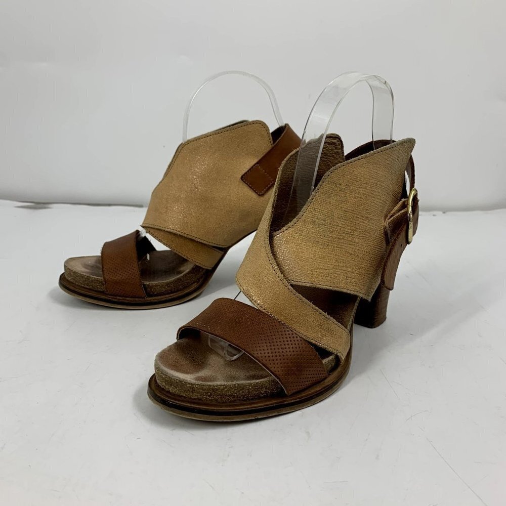Anthropologie Coque Terra Sanne Block Heel Leather Sandal Size US 8‎ EU 39